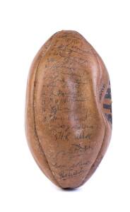 1968 FRANCE v ALL BLACKS, "Sportsply" football signed by 20 All Blacks (including 1905 original Harry Abbott) & 15 French players.