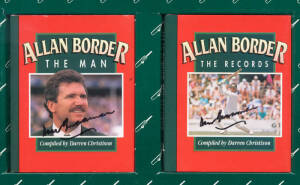 DON BRADMAN: Signed books "Bradman - The Man" & "Bradman - The Records" by Christison [Melbourne, 1994], both signed inside, and also signed on plastic slip-case. Also Books "Allan Border - The Man" & "Allan Border - The Records" by Christison [Melbourne,