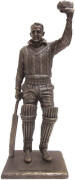 DON BRADMAN: Bronzed figurine "Sir Donald Bradman - The Final Salute 1908-2001"; plate "Australia's Cricketing Greats - Don Bradman"; 1995 Sanitarium "The Bradman Collection" cards [20]; miniature bats (2).