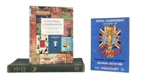 FOOTBALL LIBRARY, noted "The Book of Football - A Complete History and Record of the Association and Rugby Games" by Wall, et al [London, 1906] great book in fair condition; "A Football Compendium - A Comprehensive Guide to the Literature of Association F