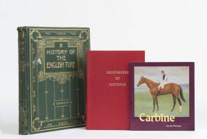 HORSERACING BOOKS, noted "A History of the English Turf - Volumes 1 & 2" by Cook [London, 1901]; "Key Thoroughbreds of Australia and New Zealand" by Pring [Sydney, 1980]; "Broodmares of Australia" by Messner (signed) [Melbourne, 1980]; "The Thoroughbred R