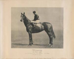 GLOAMING, group with racebook for 1921 Auckland Plate (first); race finish photo for 1924 Hill Stakes at Rosehill (second); print of Gloaming published by Proprietors of Three Castles and Capstan Cigarettes (minor fault); small colour print of Gloaming. (