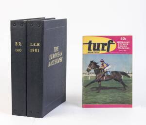 HORSERACING MAGAZINES, c1955-2004 collection, noted "Turf Monthly" (56), "Australian Thoroughbreds" (23), "The British Racehorse" (40), "The European Racehorse" (18), "The Thoroughbred Record" (79), "Racetrack" (80), "Stud & Stable" (23), "Classic" (7), "