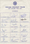 INDIA: 1990 Indian Team to England, official team sheet with 17 signatures including Ravi Shastri & Sachin Tendulkar (his first tour to UK); 2003-04 Pakistan v India cover signed Sachin Tendulkar & Inzamam-ul-Haq?; plus two signed photographs of M.S.Dhoni - 2