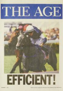 NEWSPAPER BANNERS/POSTERS, 1999-2009, most Melbourne Cup related, noted Bart Cummings, Efficient, Makybe Diva.