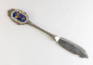 1956 MELBOURNE OLYMPICS: Silver-plated butter knife with enamel logo "XVIth Olympiad/ Melbourne 1956".