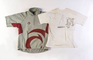 YACHTING COLLECTION, noted America's Cup group with signed & endorsed T-shirts (4) including Dennis Connor, 2000 Prada crew, Paul Cayard; other Ameirica's Cup clothing (8 items); signed items from other Yachtsmen (3); T-shirts from USS Hector & USS Hoel; 