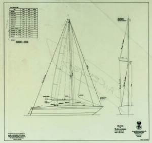 THREE-QUARTER TONNER M&W 35: Miller & Whitworth original plans, drawings & blueprints, c1973-74, set of 14 drafting film sheets. Ex Ben Lexcen collection.