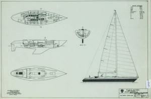 M&W 48': Miller & Whitworth original plans, drawings & blueprints, c1974-75, set of 53 drafting film, paper & graph paper sheets. Ex Ben Lexcen collection.