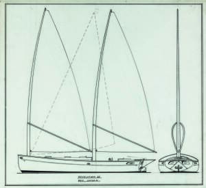 SCHOONER REVOLUTION 35 & 5.5 YACHT FOR ALAN BOND: Ben Lexcen original plans, drawings & blueprints, c1980-83, set of 7 drafting film sheets. Ex Ben Lexcen collection.