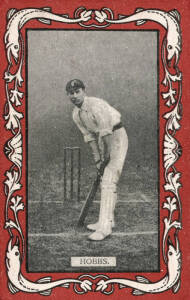 1909 Wills (Australia) "Australian & English Cricketers", complete set [25], all with Red borders. One trimmed, Fair/G.