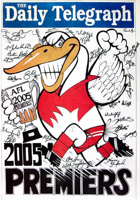 FOOTBALL POSTERS, noted 1995 Grand Final; 1996 Grand Final (2); original Weg posters for 1995 (3), 1997 (2), 1998 (2), 1999 (6) & 2004 (4). A few posters signed. Fair/Good condition. Inspection will reward.