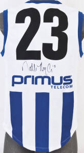 NATHAN THOMPSON (North Melbourne), signature on North Melbourne football jumper with number "23".