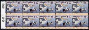 Decimal Issues - 1994 (SG.1367var.) 85c Pelican, marginal block of (10) showing the variety "Doubled printing of AUSTRALIA and 85c". Superb block also showing the 2 Koala Reprint symbols in the margin. Superb MUH.