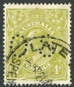 Officials - KGV: 1926-30 (SG.O94) Small Multi Wmk.perf.14: 4d Olive perforated OS, FU. BW:115b - $100.