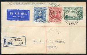 Australian Aerophilately - 14-20 July 1930 (AAMC.165a) Wyndham - Onslow, registered cover flown by Western Australia Airways on the extension to Wyndham, of their Perth - Derby route. The pilot was Norman Brearley. Cat.$100+.