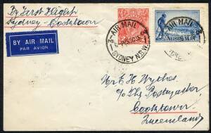Australian Aerophilately - 27 Oct.1935 (AAMC.549) (Sydney) - Townsville - Cooktown flown cover, carried by McDonald Air Services Ltd on their inaugural flight.