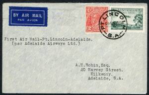 Australian Aerophilately - 23 Nov.1935 (AAMC.559) Port Lincoln - Adelaide flown cover, carried on the first flight by Adelaide Airways Ltd. With Adelaide arrival b/s.