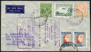 Australian Aerophilately - April-August 1937 (AAMC.716) Brisbane - Capetown special cover, flown and signed by Mrs H.B.Bonney. With special cachet front and back. Cat.$275.