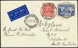 Australian Aerophilately - 13 Apr.1937 (AAMC.719) Cairns - Normanton flown cover, carried by North Queensland Airways on their inaugural west-bound flight on this route.