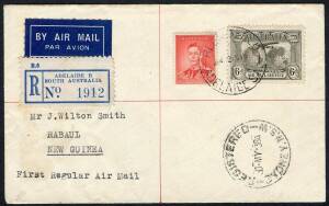 Australian Aerophilately - 30 May 1938 (AAMC.808) Adelaide - Sydney - Rabaul flown registered cover, carried by W.R. Carpenter Airlines on their first official flight.