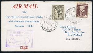 Australian Aerophilately - 14 Mar.1951 (AAMC.1271c) Sydney - NZ via SAMOA flown cover, inscribed 'AIR-MAIL via Capt. Taylor's Special Survey Flight of the Southern Pacific Route. Australia - Chile', with cachet in violet & APIA cds on reverse. Cat.$200.