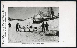 Antarctic Expeditions - POSTCARD: The "Canterbury Times" New Zealand: The "Discovery" Expedition - 1904 (Wharton DE-14) "Bringing in Ice for Fresh Water", thick card, fine Unused.