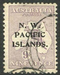 New Guinea - 1915-16 (SG.79) 9d Violet (1st wmk) with NWPI Type b overprint. Used. Cat.&pound;81.