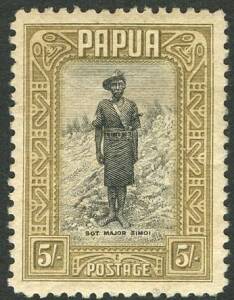 Papua - 1932 (SG.143) 5/- Pictorial, MLH; some spots on gummed side. Cat.&pound;70.