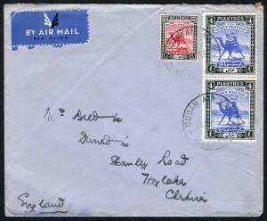 Sudan - Nov.1942 airmail cover from Khartoum to England; rated 8P,10m.