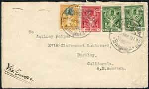 Thailand - Feb.1911 cover from Bangkok to California, with Berkley arrival b/stamp and endorsed "Via Europe".