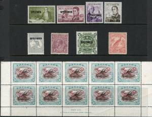 General & Miscellaneous Lots (Australian Commonwealth) - Accumulation in file box disorganised but with pickings, noted small group of mint & used KGV Heads, mounted 'SPECIMEN' overprints including £1 Roo, Pre-Decimal Navigators & £2 Arms, then unmounted 