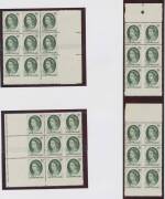 General & Miscellaneous Lots (Australian Commonwealth) - Album with a few pages of KGV Heads including varieties, blocks of 2/- Commems, 5d green booklet plate part-imperf blocks of 6 x2 (one with Plate Number '- 2 -') & 9 x2, 10/- Navigators used block o