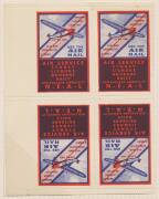 General & Miscellaneous Lots (Australian Commonwealth) - "CINDERELLAS": Partly-mounted accumulation with a quantity of airmail labels from pre-WWII types including large blocks/sheets, 'LETTER PACKET' white/red block of 40 (4x10), Parcel Post 'FRAGILE/... - 3