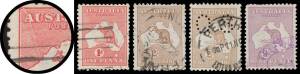 Kangaroos - Attractively presented mostly used collection on annotated pages with range of Inverted Watermarks notably Second Wmk 9d (oval telegraph cancel in violet, Cat $3250); First Wmk Official Perfins including Large 'OS' to 1/- & Small 'OS' 4d x2 5d