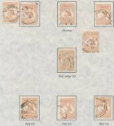Kangaroos - Attractively presented mostly used collection on annotated pages with range of Inverted Watermarks notably Second Wmk 9d (oval telegraph cancel in violet, Cat $3250); First Wmk Official Perfins including Large 'OS' to 1/- & Small 'OS' 4d x2 5d - 2