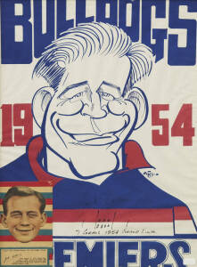 c1953-2009 range, noted "Bulldogs 1954 Premiers" Weg caricature poster signed by Jack Collins, mounted with 1953 Argus "Football Portraits" card (framed 47x65cm); 2009 Select "AFL Champions" base set [195] x 5 sets & "Draft Rookie" [1/16]; 2010 Select "AF