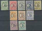 Kangaroos - Handy selection with First Wmk to 1/- plus 2/- & 5/- CTO, 10/- & £1 (toned) with 'Specimen' h/s and £2 with central telegraph puncture, punctured Large 'OS' fine set to 2/-, Second Wmk set, Third Wmk £1 brown & blue (perf faults at base) plus - 3