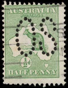 Kangaroos - 1st Wmk - another example not well centred but of better quality, a few short perfs at lower-left. [This & the previous lot were recently discovered in an old-time collection. Both have been submitted to the RPSofV for certificates]