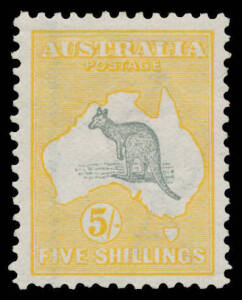 Kangaroos - 1st Wmk - 2/- brown & 5/- grey & chrome-yellow (hinge remainder), Cat $1550. (2)