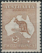 Kangaroos - 1st Wmk - 2/- brown & 5/- grey & chrome-yellow (hinge remainder), Cat $1550. (2) - 2