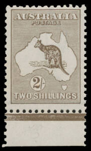 Kangaroos - 3rd Wmk - 2/- brown marginal example from the base of the sheet, the gum a little "suntanned", unmounted, Cat $2500.