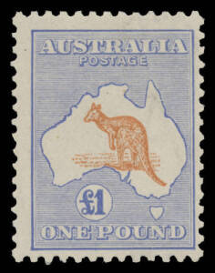 Kangaroos - 3rd Wmk - £1 chestnut & blue BW #52B, a trifle aged, lightly mounted, Cat $4000.