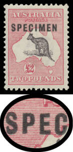 Kangaroos - 3rd Wmk - - Â£2 purple-black & rose Type C with Shaved 'S' & Hooked 'C' BW #56xe, well centred, Cat $7500. Ex Neil Russell. [Far superior to Aubrey Pitt's example - light diagonal crease & hinge remainder - that sold at the Prestige auction of