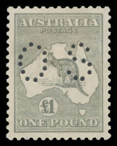 Kangaroos - 3rd Wmk - - £1 grey BW #53Ab, exceptional centring, tiny central thin, a couple of gum-side blemishes, Cat $3250. Very scarce.