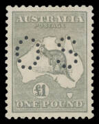 Kangaroos - 3rd Wmk - - &pound;1 grey BW #53Ab, exceptional centring, tiny central thin, a couple of gum-side blemishes, Cat $3250. Very scarce.