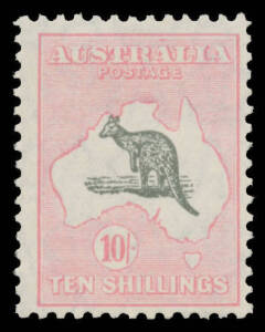 Kangaroos - Small Multi Wmk - 10/- grey & pink, unmounted, Cat $3000.