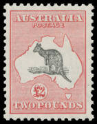 Kangaroos - Small Multi Wmk - &pound;2 grey-black & rose-carmine, unusually well centred for this issue, Cat $7000.