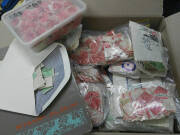 KGV Issues - Box containing accumulation of &frac12;d - 4d sorted by denomination into packets and tubs plus some 1d reds in album. (many 100s)