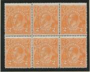 KGV Single WMK - 2d orange annotated selection of shades including unmounted x6, Watermark Inverted punctured 'OS', Dry Ink punctured 'OS', listed varieties including Retouched 'GE' of 'POSTAGE' BW #95(6)h (**), Thin 'TWO PENCE' #95(8)f, etc, and Cracked - 5